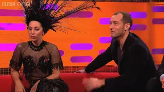 Jude Law tries to avoid getting hit by Lady Gaga's hat - The Graham Norton Show: Episode 5 - BBC One