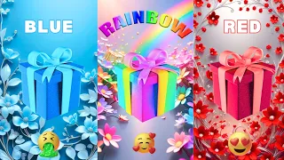 Choose your gift🤩💝🤮Bedroom Edition, Blue Rainbow Red #pickonekickone #giftboxchallenge #3giftbox