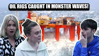 BRITISH FAMILY REACTS! Oil Rigs Caught In Monster Waves