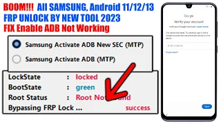 All Samsung FRP Bypass/Unlock 2023 With FRP Tool Fix ADB Enable Fail Android 11/12/13