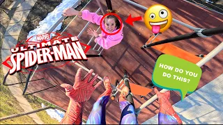 SPIDER-MAN ESCAPING CRAZY TELEPORTING GIRL IN REAL LIFE (Teleporting and funny Pov) @DumitruComanac
