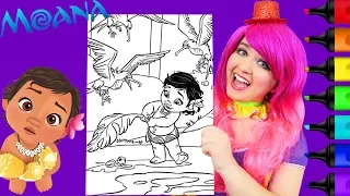 Coloring Baby Moana Saving Turtle Disney Coloring Page Prismacolor Markers | KiMMi THE CLOWN
