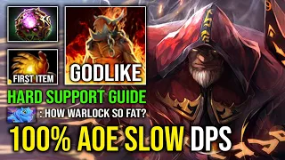 How to Hard Support Warlock 100% Slow Upheaval First Item Midas AOE Stun Golem Army Dota 2