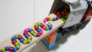 Marble Run Race  ☆ HABA Slope, Dump Truck & Garbage Truck # 16