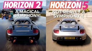 Forza Horizon 5 VS Forza Horizon 2 (33 ENGINE SOUNDS COMPARED!) Logitech G920 Wheel Gameplay [4K]