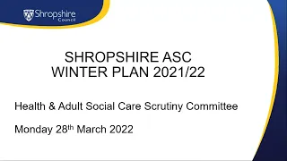 Health & Adult Social Care Overview and Scrutiny Committee   Monday, 28th March, 2022 10 00 am