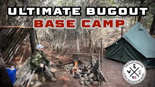 BUGOUT BASE CAMP - SURVIVAL GEAR  & BUSHCRAFT SOLO OVERNIGHT IN THE NORTH IDAHO WILDERNESS #shtf