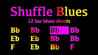 Shuffle Blues Bb major, backing track, 120bpm. 12 bar blues chords. Have fun!