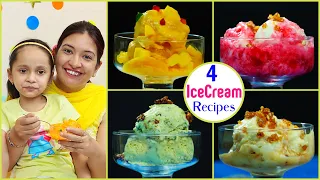 4 Homemade Ice Cream Recipe | Summer Special | CookWithNisha