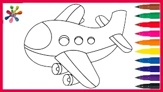 Рисуем крутой самолетик . Мультик . Раскраски для детей .We draw a cool airplane.