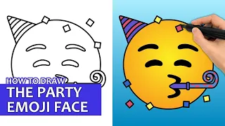 How To Draw The Party Emoji Face (Easy Drawing Tutorial)