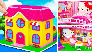 DIY Miniature Cardboard House ❤️ Build Miniature Villa in Pink and Yellow from Cardboard (Crafts)