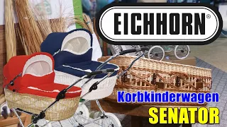 EICHHORN Retro Korbkinderwagen Senator - echte Weide, handgeflochten - made in EU