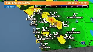 San Diego sees start of back to back storms Thursday morning with heavy rain, wind and mountain snow