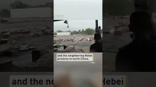 Delivery station flooded in Beijing's heavy rain