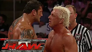 Batista vs Ric Flair (Batista Breaks HHH's Sledgehammer) RAW Mar 07,2005