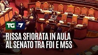 Rissa sfiorata in aula al senato tra FDI e M5S