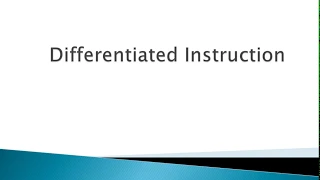 Universal Design for Learning: Differentiated Instruction