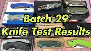 Batch 29 Knife Test Results  PMI (elements) & HRC