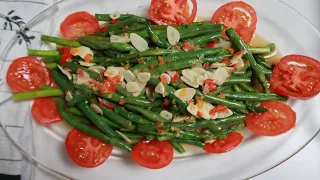 Garlic asparagus recipe stove top| Easy green beans recipe