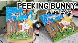 Peeking Bunny Die Cut Scene Card (Hero Arts Spring 2024 Release)