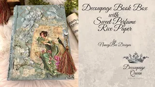 Decoupage Book Box using Decoupage Queen Sweet Perfume Rice Paper