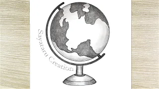 How to draw a Globe step by step, Globe drawing for examination