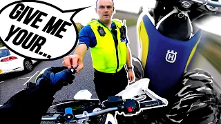 CAUGHT BY POLICE DOING A WHEELIE...😱👮‍♂️ SUPERMOTO VS POLICE EP. 1 #MOTOVLOG