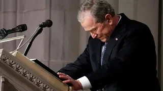 George W. Bush breaks down during eulogy: 'The best dad a son or daughter could ask for'