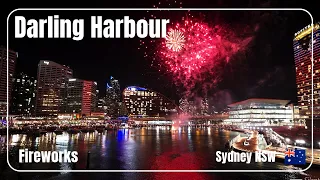 [4K HDR] Darling Harbour Night Walk and Fireworks | Sydney Walking Tour | Sydney Australia Walk