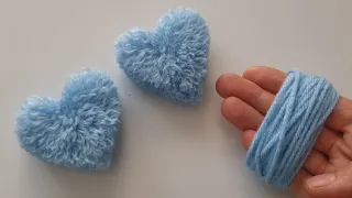 Easy Pom Pom Heart Making Idea with Fingers❤How to Make a Heart from String✔Beautiful And Easy