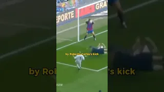 Puyol's blocked Roberto Carlos's kick #puyol #robertocarlos #elclasico #barcelona #realmadrid