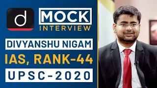 Divyanshu Nigam Rank - 44, IAS - UPSC 2020 - Mock Interview I Drishti IAS English