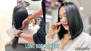 LONG BOB HAIRCUT | Hair transformation | Girl haircut | POTONG RAMBUT MEDIUM | Potong rambut sebahu