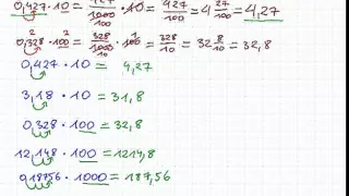 Mnożenie ułamków dziesiętnych przez 10, 100, 1000 - Matematyka Szkoła Podstawowa i Gimnazjum