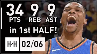 MVP Russell Westbrook Full Highlights Thunder vs Warriors (2018.02.06) - 34 Pts, 9 Ast, 9 Reb, BEAST