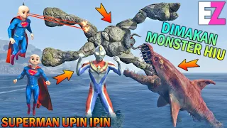 SUPERMAN UPIN IPIN SIKSA MONSTER BATU, DIMAKAN HIU RAKSASA - GTA 5 BOCIL SULTAN