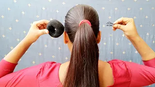 Simple Bun Hair Style Girl For Long Hair  Donut Bun Hairstyle By Self  Wedding Guest Hairstyles