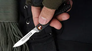 Mini Carbon Fiber Scalpel Handle - ainhue A32-CF Compact Slip Joint Scalpel Folding Pocket Knife