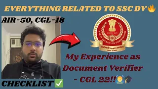 SSC CGL 2023- IMPORTANT DOCUMENTS REQUIRED IN DV PROCESS | DO'S AND DONT'S | PERSONAL EXPERIENCE