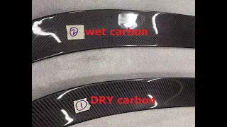 Difference between WET carbon (1) and DRY carbon fiber (2)