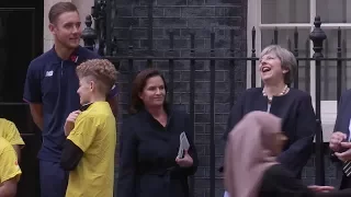 Theresa May Watches Downing Street Cricket Match