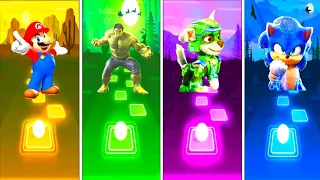 Super Mario 🆚 Hulk Man 🆚 Paw Patrol 🆚 Sonic The Hedgehog 🆚 Who Is Best 🎶 Tiles hop edm Rush Game 💥🎯