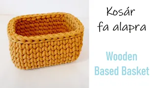 37. Horgolt kosár fa alapra - Crochet Basket tutorial | Wooden Based Basket
