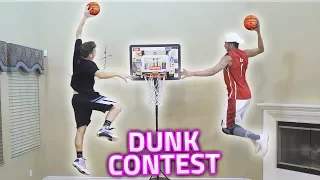 GREATEST HOUSE MINI NBA BASKETBALL DUNK CONTEST EVER!! (INSANE)