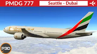 [P3D v5.2] PMDG 777-200LR Emirates | Seattle to Dubai | Full flight