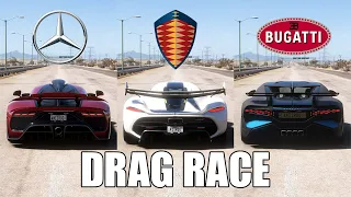 FH5 DRAG RACE! Mercedes-Amg One vs Koenigsegg Jesko vs Bugatti Divo