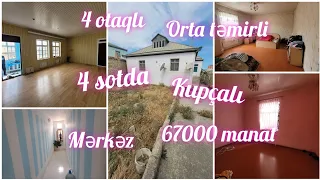 Saray qəsəbəsində mərkəzdə 4 Sot torpaqda 4 Otaqlı Kupçalı Həyət Evi Təcili Satılır. 67000 manat