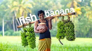 Jadi Fish with Mango Curry + Banana Sautée Recipe Cooking In Village | Free Sri Lankan Village Lunch