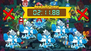 BTD6 Race Tutorial "4 1 14 3 5 29 33 30 43 32 34!" in 2:11 (failed cleanup)